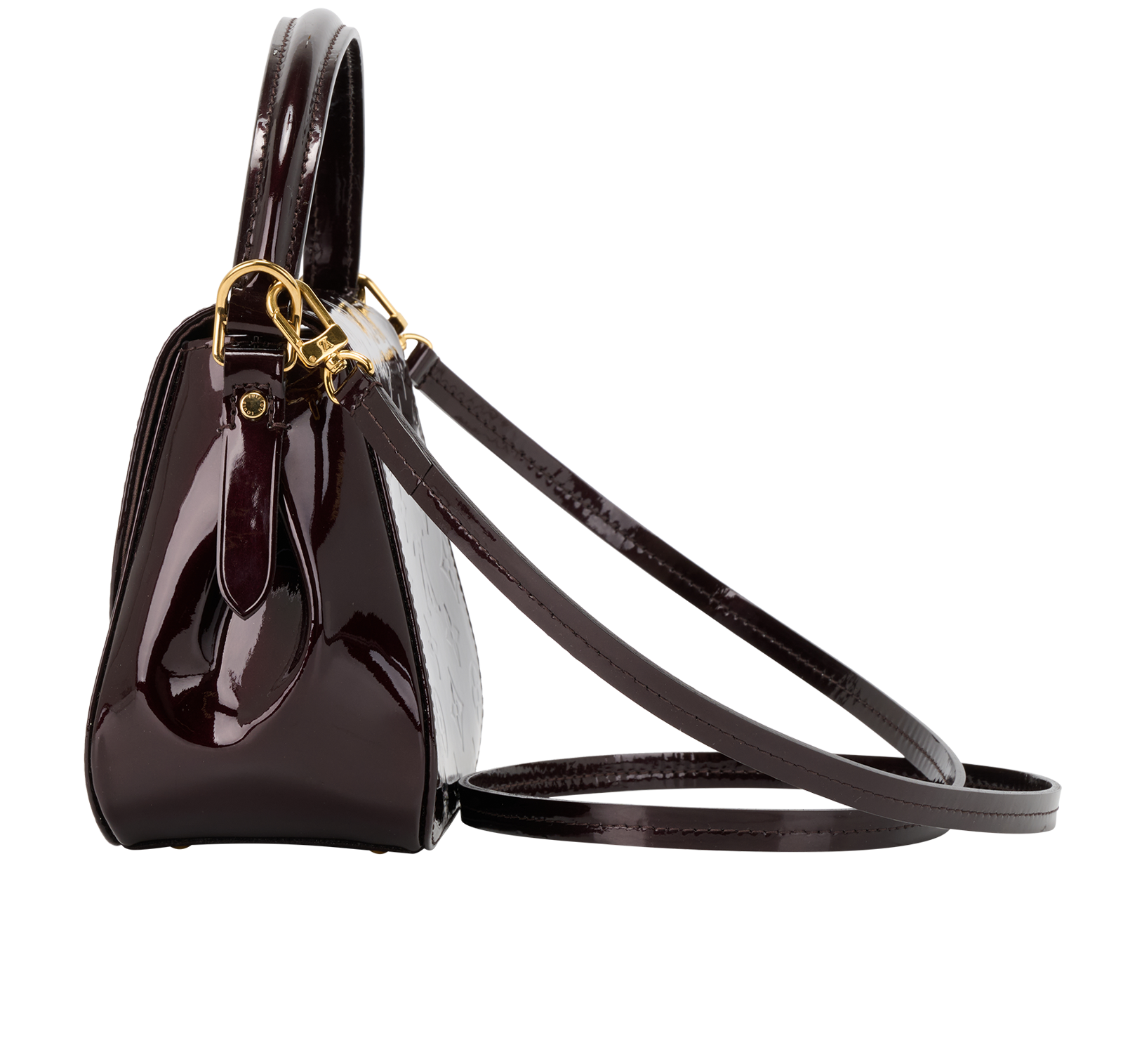 Pasadena, &pound;795, Handbags, Burgundy, Patent Leather, Bottom view